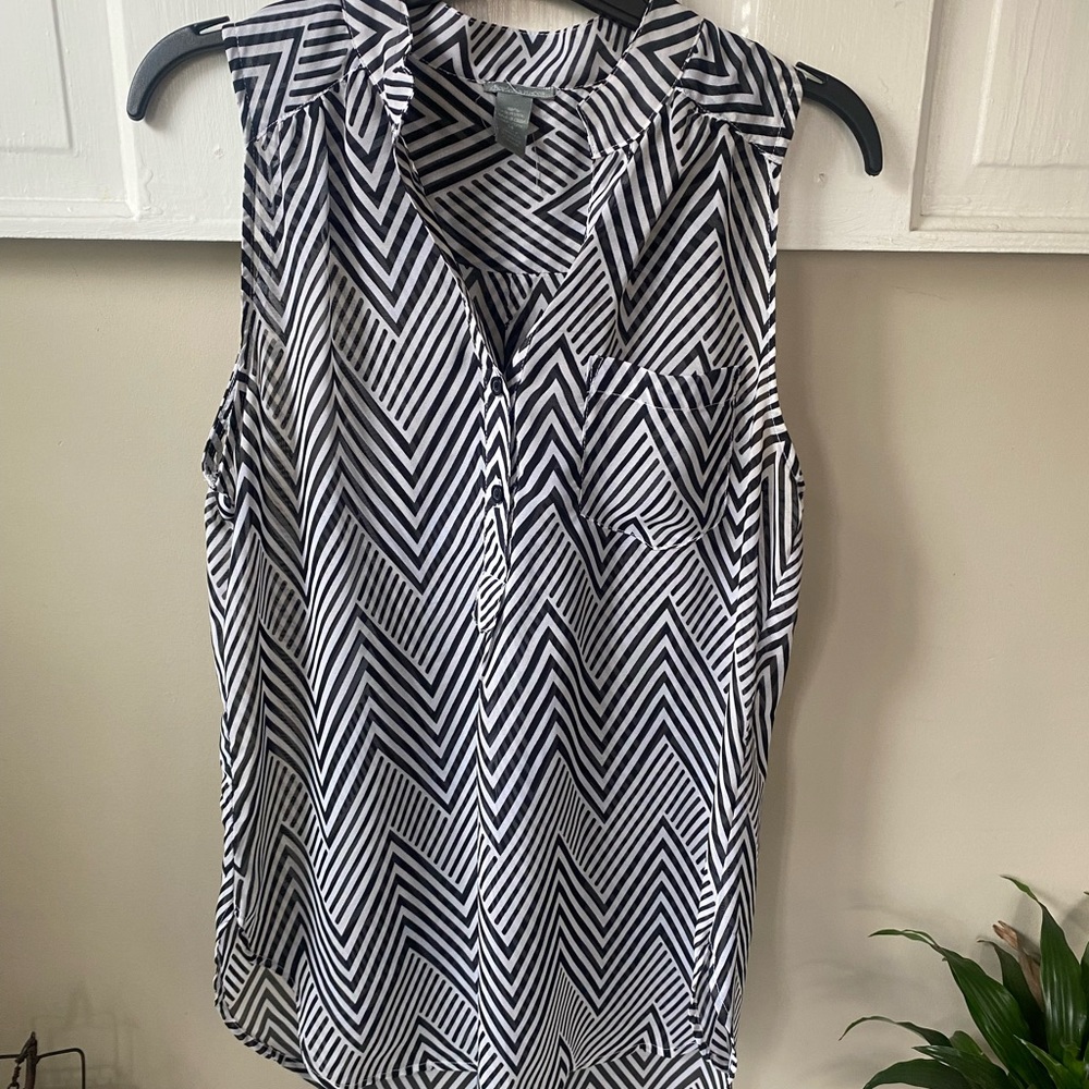 Black and white stripe blouse